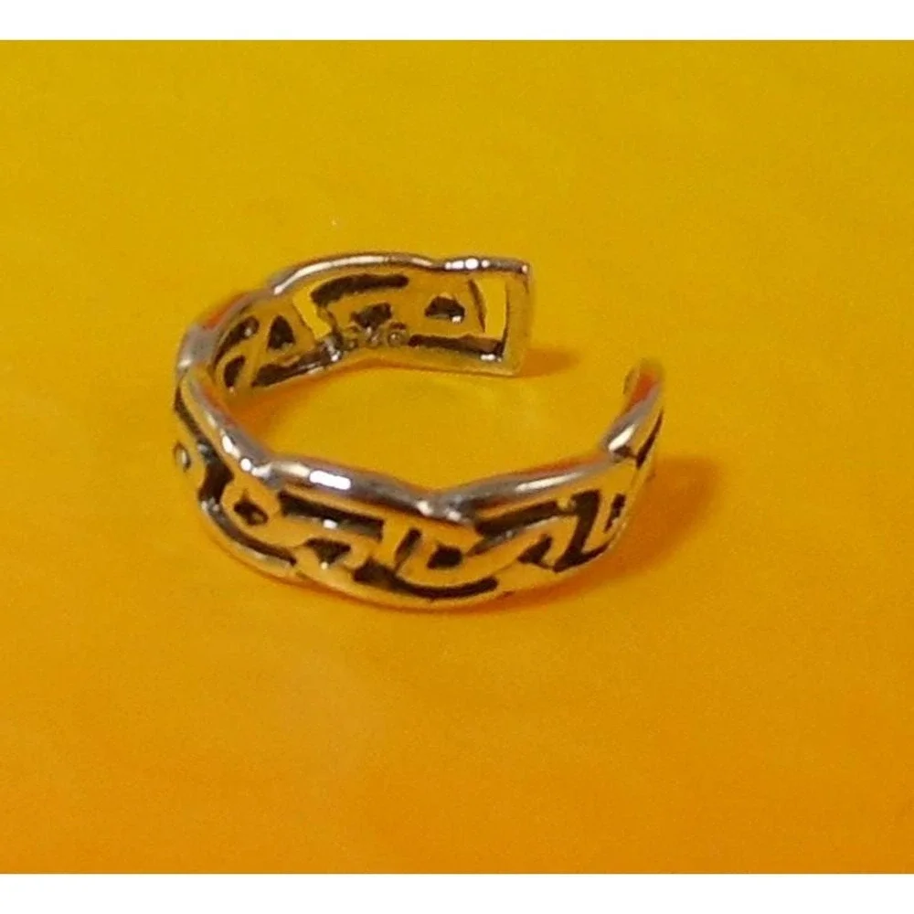 Vintage Sterling Silver Irish Celtic Tribal Weave Toe Ring Handcrafted Unique